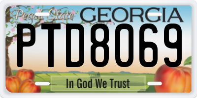 GA license plate PTD8069