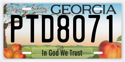 GA license plate PTD8071
