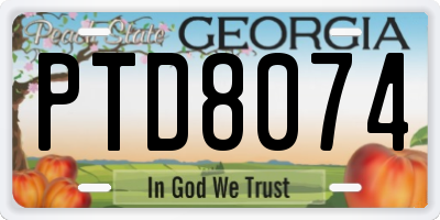 GA license plate PTD8074