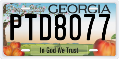 GA license plate PTD8077
