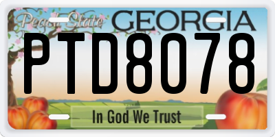 GA license plate PTD8078