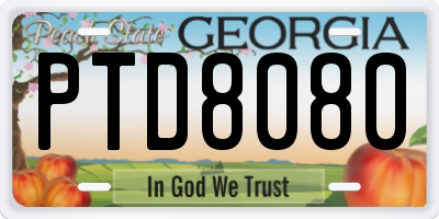 GA license plate PTD8080