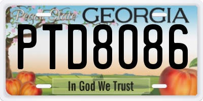 GA license plate PTD8086