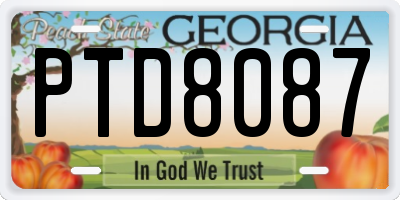 GA license plate PTD8087