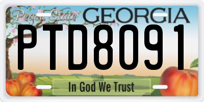 GA license plate PTD8091