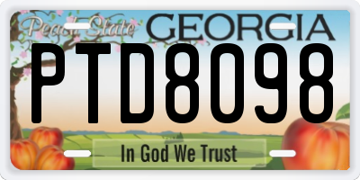 GA license plate PTD8098
