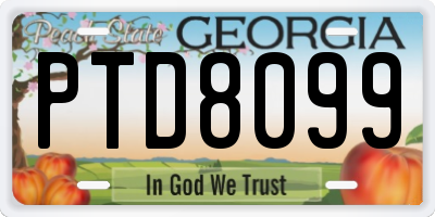 GA license plate PTD8099