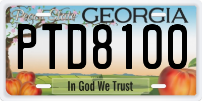GA license plate PTD8100