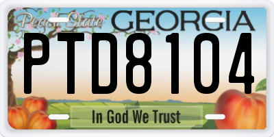 GA license plate PTD8104