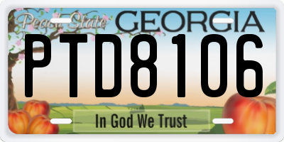 GA license plate PTD8106