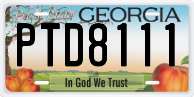 GA license plate PTD8111
