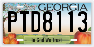 GA license plate PTD8113