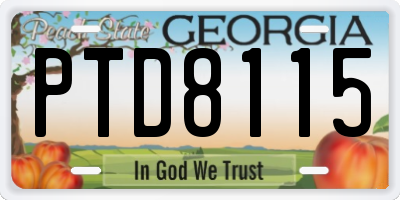 GA license plate PTD8115