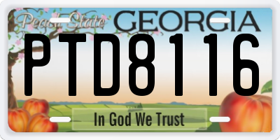 GA license plate PTD8116