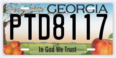 GA license plate PTD8117