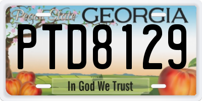 GA license plate PTD8129
