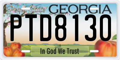 GA license plate PTD8130
