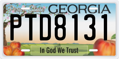 GA license plate PTD8131