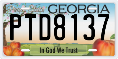 GA license plate PTD8137