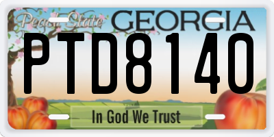 GA license plate PTD8140