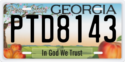 GA license plate PTD8143
