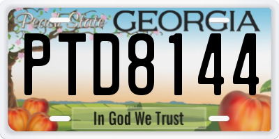 GA license plate PTD8144