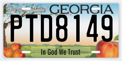 GA license plate PTD8149