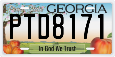 GA license plate PTD8171