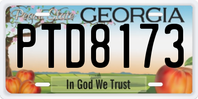 GA license plate PTD8173