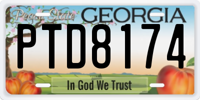 GA license plate PTD8174
