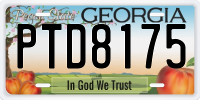 GA license plate PTD8175