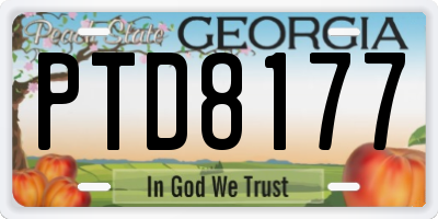 GA license plate PTD8177