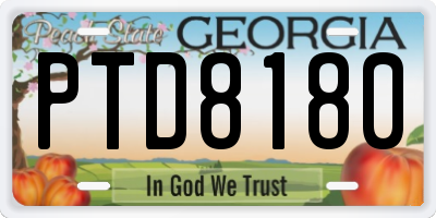 GA license plate PTD8180