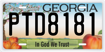 GA license plate PTD8181