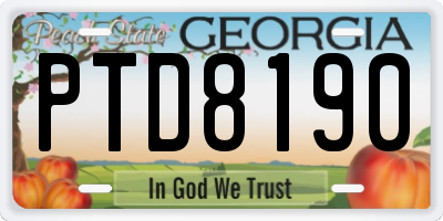 GA license plate PTD8190