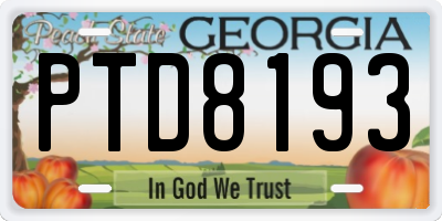 GA license plate PTD8193