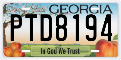 GA license plate PTD8194