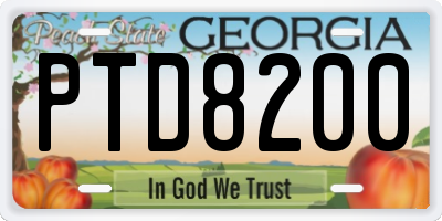 GA license plate PTD8200