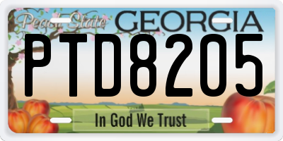 GA license plate PTD8205
