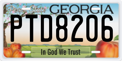GA license plate PTD8206