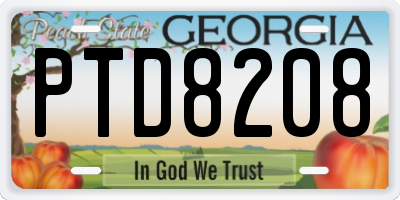 GA license plate PTD8208