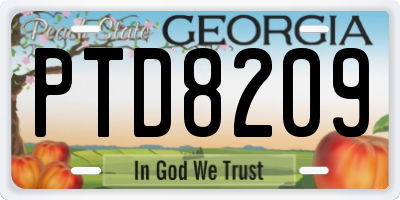 GA license plate PTD8209