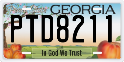 GA license plate PTD8211