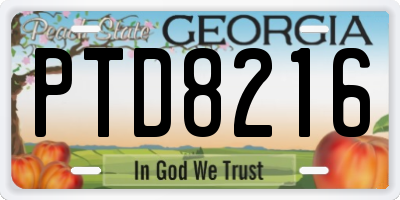 GA license plate PTD8216