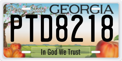 GA license plate PTD8218