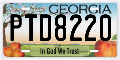 GA license plate PTD8220
