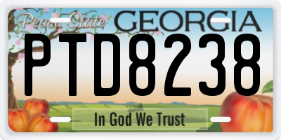 GA license plate PTD8238