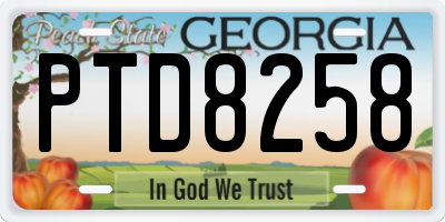 GA license plate PTD8258