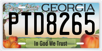GA license plate PTD8265