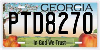 GA license plate PTD8270